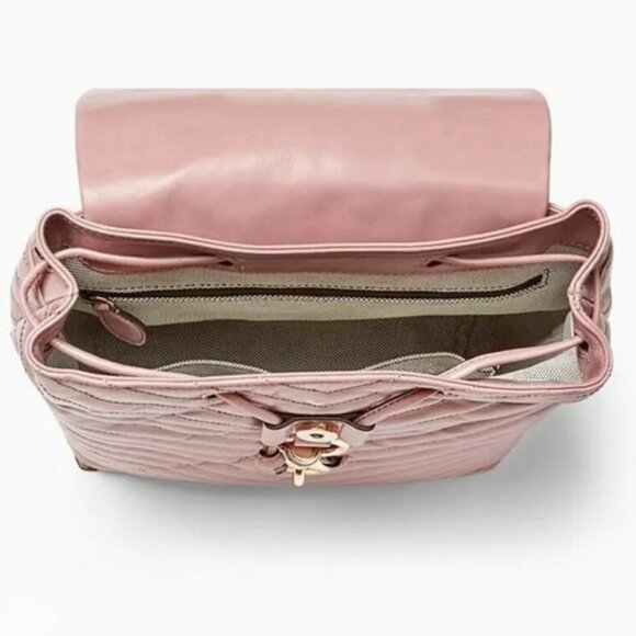 Rebecca Minkoff NEW Edie Flap Quilted Leather  Backpack Bag Tote Rare Pink Gold - Picture 14 of 16